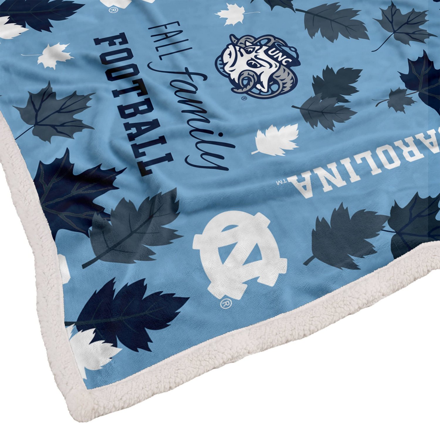 Pegasus North Carolina Tar Heels 60" x 70" Fall Family  Football Flannel Fleece Sherpa Blanket - view number 2